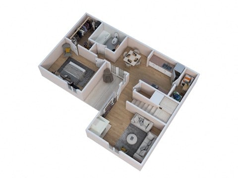 Floor plan for 2 beds, 2 baths, 1286 sqft